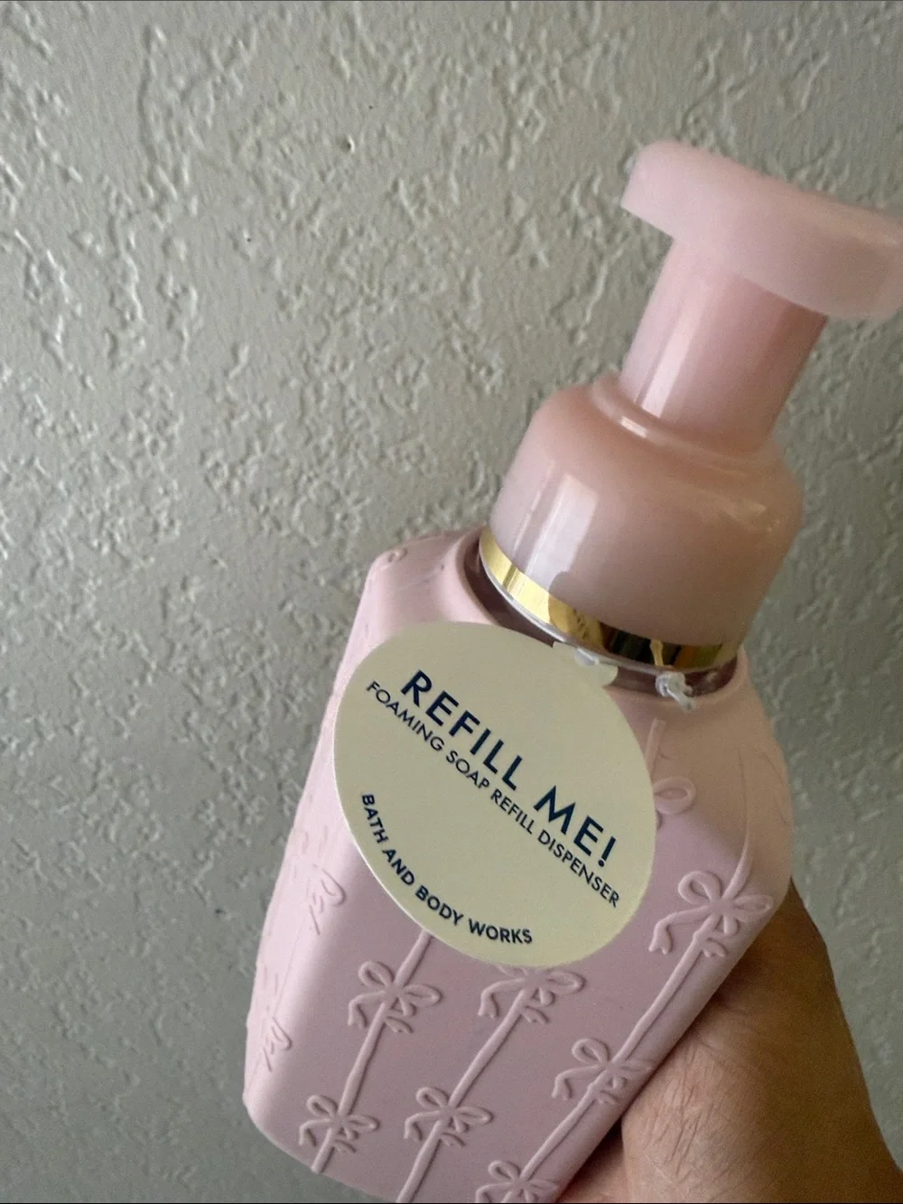 Bath & Body Works Pink Foaming Soap Dispenser with Bow Embossing
